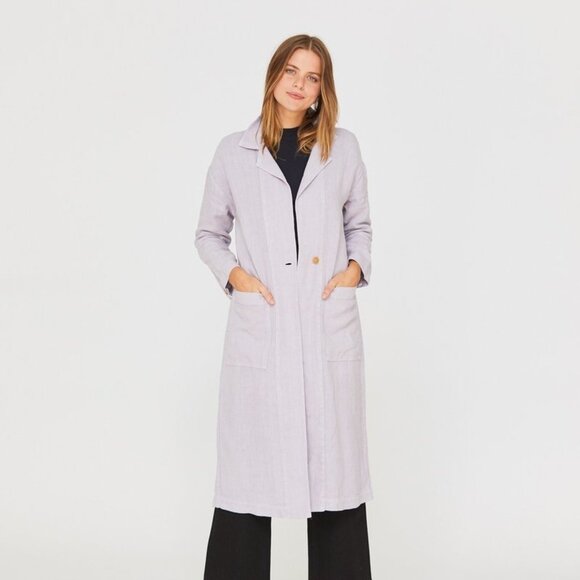 Esby Baronne Linen Duster in Lilac Size Small - Picture 1 of 6
